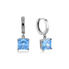 Aquamarine Zirconia Taşlı Kare Kesim Küpe