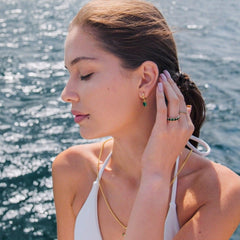 Karosh Zümrüt Renk Küçük Baget Taşlı Küpe - Karosh