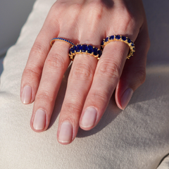 Safir Zirconia Taşlı Baget Kesim Tamtur Yüzük