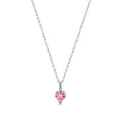Pink Zirconia Taşlı Kalp Kesim Kolye