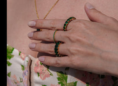 Karosh Zümrüt Renk Baget Taşlı Tamtur Yüzük - Karosh