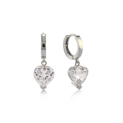 Kubik Zirconia Taşlı Kalp Kesim Küpe