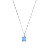 Aquamarine Zirconia Taşlı Kare Kesim Kolye