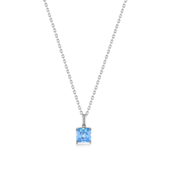 Aquamarine Zirconia Taşlı Kare Kesim Kolye