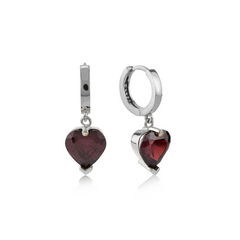 Garnet Zirconia Taşlı Kalp Kesim Küpe