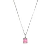 Pink Zirconia Taşlı Kare Kesim Kolye