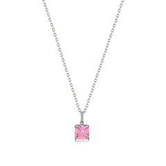 Pink Zirconia Taşlı Kare Kesim Kolye