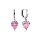 Pink Zirconia Taşlı Kalp Kesim Küpe