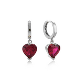 Yakut Zirconia Taşlı Kalp Kesim Küpe