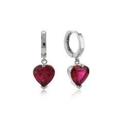 Yakut Zirconia Taşlı Kalp Kesim Küpe