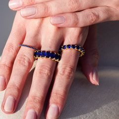 Safir Zirconia Taşlı Baget Kesim Tamtur Yüzük