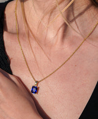 Karosh Safir Renk Baget Taşlı Kolye - Karosh