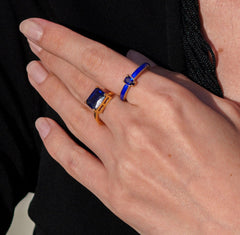 Karosh Safir Renk Damla Taşlı Mineli Yüzük - Karosh