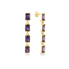 Ametist Zirconia Taşlı Kırık Su Yolu Küpe