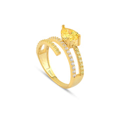 Sarı Zirconia Taşlı Harmonic Twist Yüzük