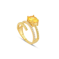 Sarı Zirconia Taşlı Harmonic Twist Yüzük