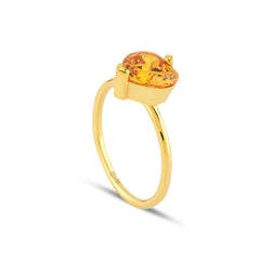 Champagne Zirconia Taşlı Kalp Kesim Tektaş Yüzük