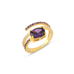 Ametist Zirconia Taşlı Harmonic Twist Yüzük