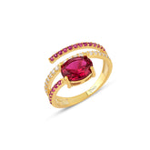 Yakut Zirconia Taşlı Harmonic Twist Yüzük