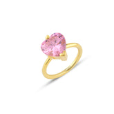 Pink Zirconia Taşlı Kalp Kesim Tektaş Yüzük