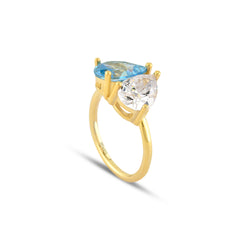 Aquamarine Zirconia Taşlı Harmonic Fusion Yüzük