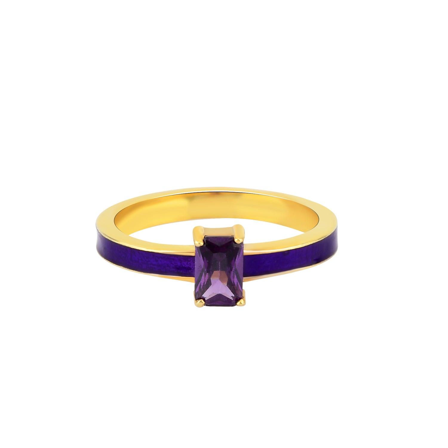 Mor Baget Taşlı Mineli Yüzük - Karosh