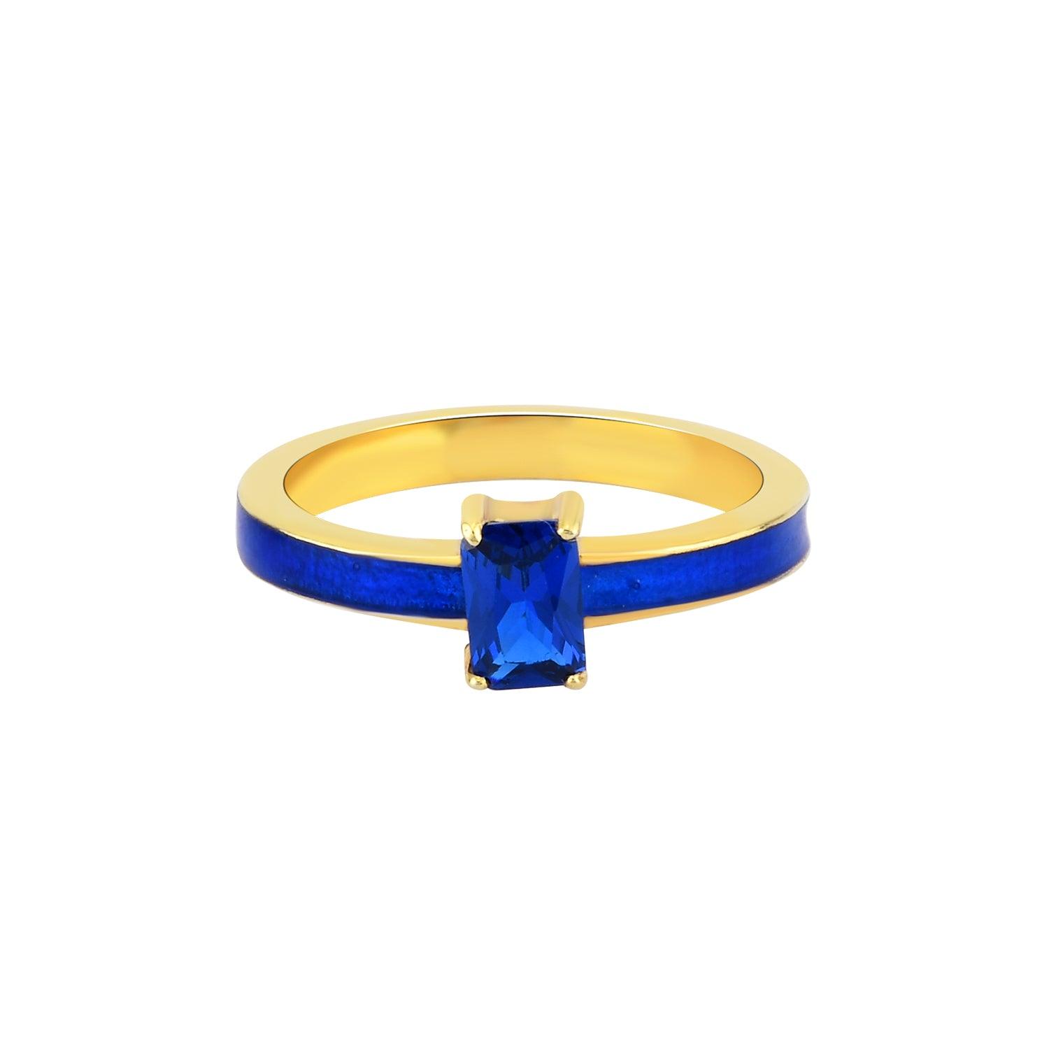 Indigo Baget Taşlı Mineli Yüzük - Karosh