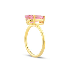 Pink Zirconia Taşlı Damla Kesim Tektaş Yüzük