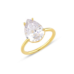 Kubik Zirconia Taşlı Damla Kesim Tektaş Yüzük