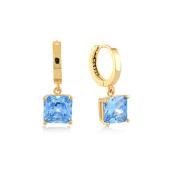 Aquamarine Zirconia Taşlı Kare Kesim Küpe