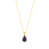 Ametist Zirconia Taşlı Damla Kesim Kolye