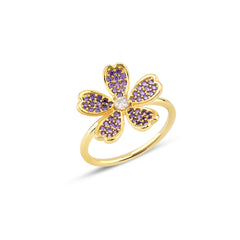 Ametist Zirconia Taşlı Daisy Yüzük