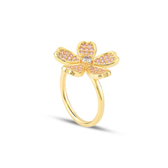 Pink Zirconia Taşlı Daisy Yüzük
