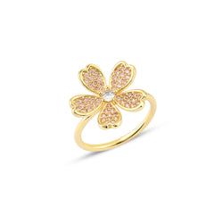 Champagne Zirconia Taşlı Daisy Yüzük