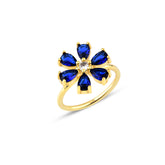 Safir Zirconia Taşlı Damla Kesim Daisy Yüzük