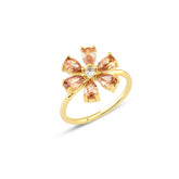 Champagne Zirconia Taşlı Damla Kesim Daisy Yüzük