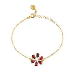 Garnet Zirconia Taşlı Damla Kesim Daisy Bileklik