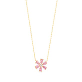 Pink Zirconia Taşlı Damla Kesim Daisy Kolye