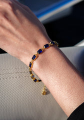 Karosh Safir Renk Taşlı Baget Kırık Su Yolu Bileklik - Karosh