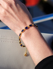 Karosh Safir Renk Taşlı Baget Kırık Su Yolu Bileklik - Karosh