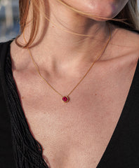 Karosh Yakut Renk Taşlı Moon Kolye - Karosh