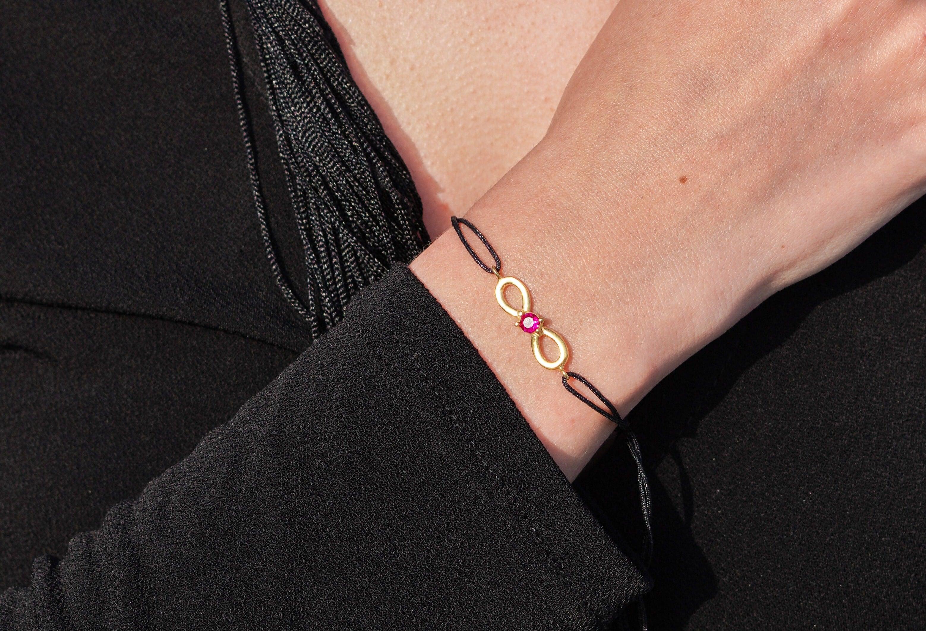 Karosh Yakut Renk Taşlı Sonsuz İpli Bileklik - Karosh