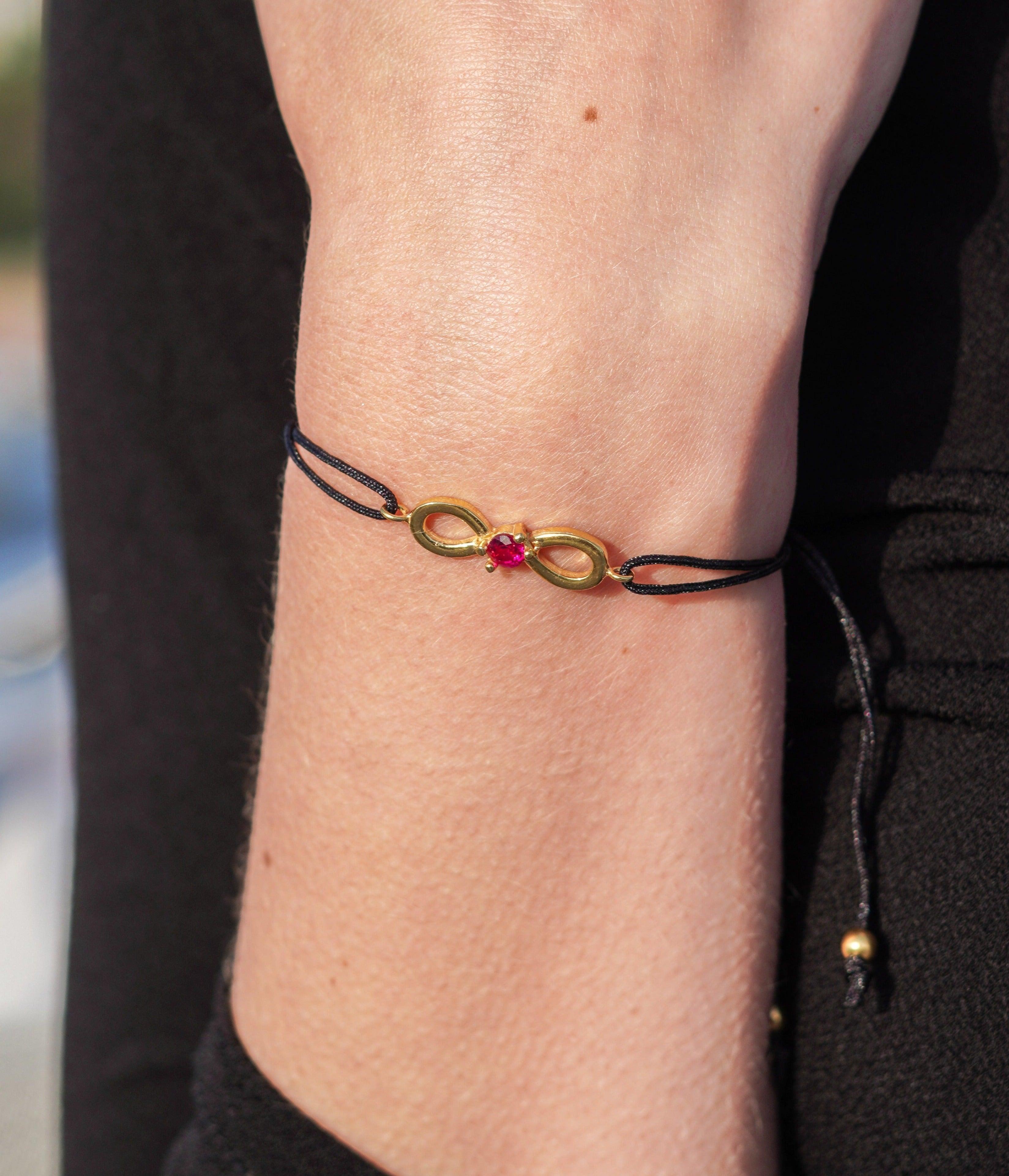 Karosh Yakut Renk Taşlı Sonsuz İpli Bileklik - Karosh