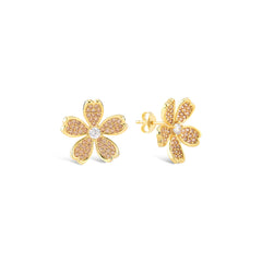 Champagne Zirconia Taşlı Daisy Küpe