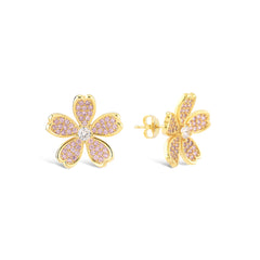 Pink Zirconia Taşlı Daisy Küpe