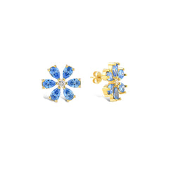 Aquamarine Zirconia Taşlı Damla Kesim Daisy Küpe