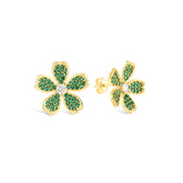 Zümrüt Zirconia Taşlı Daisy Küpe