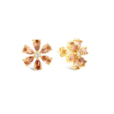 Champagne Zirconia Taşlı Damla Kesim Daisy Küpe