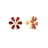 Garnet Zirconia Taşlı Damla Kesim Daisy Küpe
