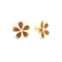Garnet Zirconia Taşlı Daisy Küpe